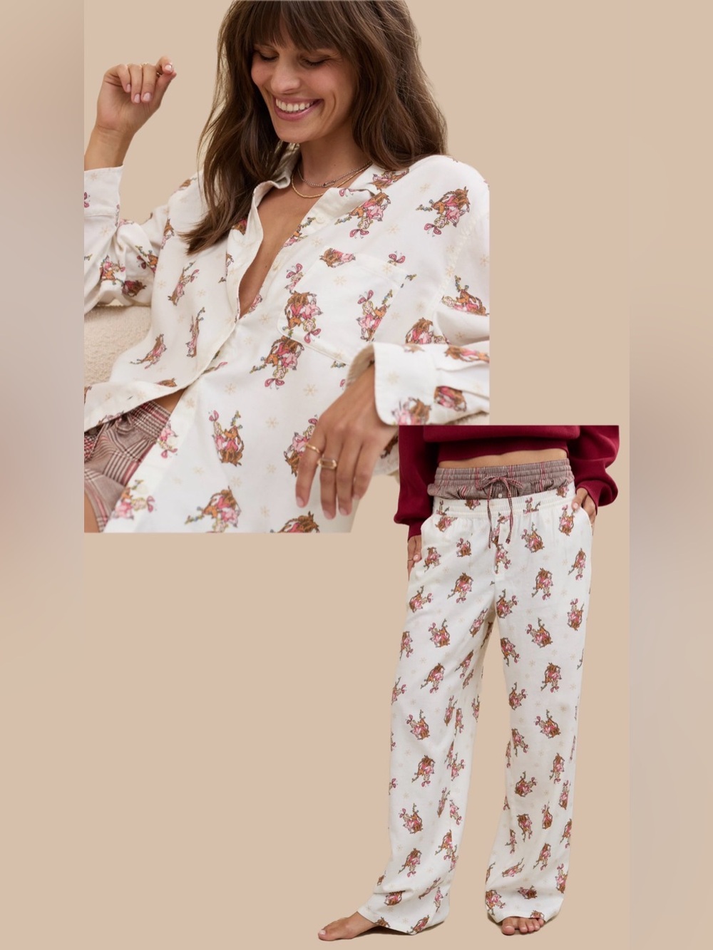 Aerie Cindy Lou Who Off Duty Flannel Pajama Set